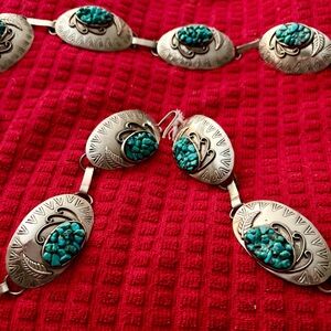 Turquoise and Silver Navajo Women's concha belt $600+ in sterling silver!